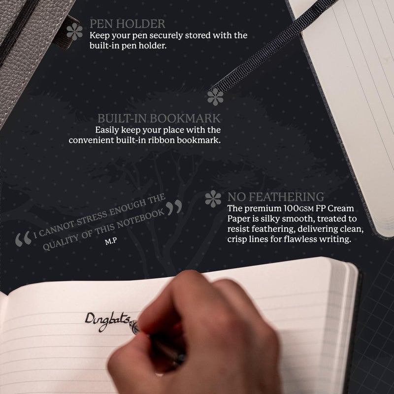 Dingbats* Notebooks Dingbats* - Wildlife A4 Grid Notebook - Extra Large Hardcover PU Leather Journal - for Work, Travel - Pocket, Elastic Closure, Pen Holder, Bookmark - Image 3